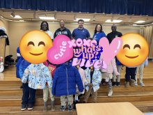 JFT, the CLC, and students with their new coats.